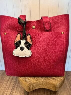 Genuine Leather Dog Purse Charm Black Boston Terrier Bag Charm Purse Dog lover